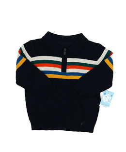 Nový tmavý svetr s barevnými pruhy 