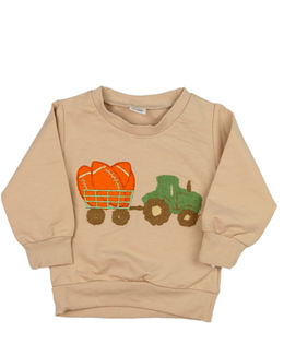 Světle hnědá mikina s traktorem 