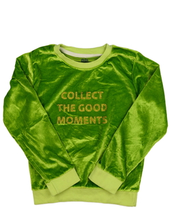 Zelená hebká mikina s nápisy