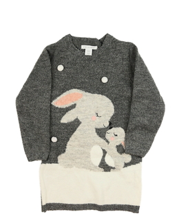 Šedý delší svetr se zajíčky Primark 