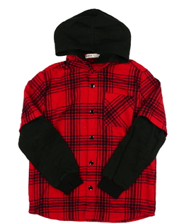 Černo-červená košilová mikina 