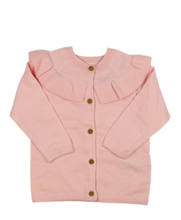 Růžový propínací svetr s volánky M&S