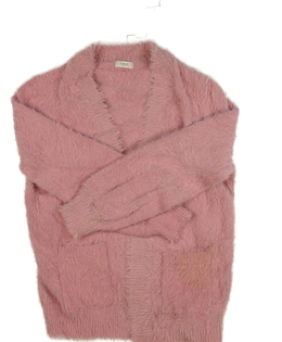 Růžový žinylkový kardigan s metalickým vláknem Nex