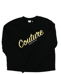 Černá kratší mikina s nápisem River Island 