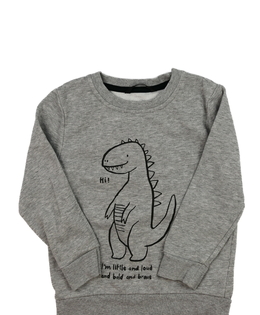 Šedá melírovaná mikina s dinosaurem George