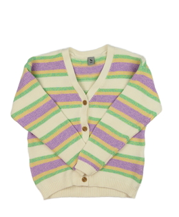 Barevně pruhovaný propínací svetr Tu 