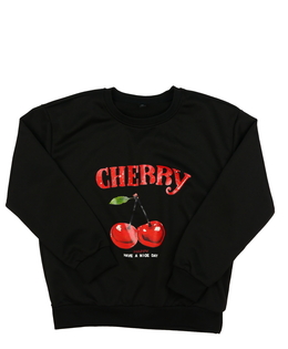 Černá mikina s třešněmi