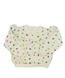 Bílá květinová mikina s volánky 