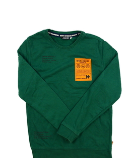 Zelená mikina s nápisy i na zádech 