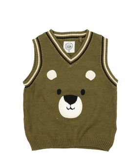 Khaki pletená vesta s čumáčkem 