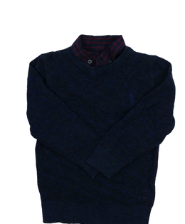 Tmavě modrý svetr s košilovým detailem Next