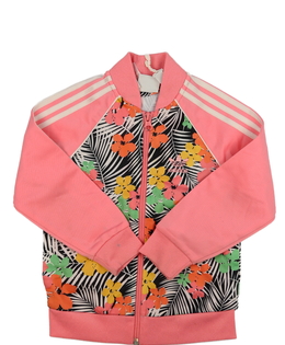 Růžová květinová mikina Adidas