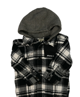 Košilový kabátek s kapucí černo-bílý River Island 