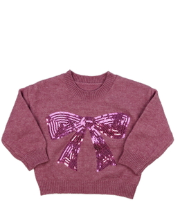 Růžový svetr s mašlí 