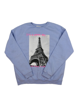Modrá mikina s motivem Paříže Primark 