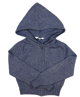 Modrý crop svetřík na zip s kapucí 