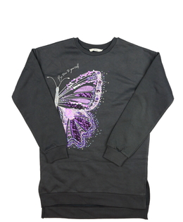 Šedá dlouhá krásná mikina s motýlem George