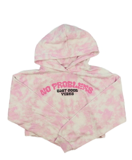 Růžová batikovaná crop mikina 