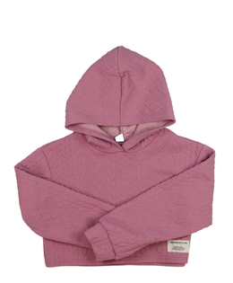 Růžová vzorovaná crop mikina 