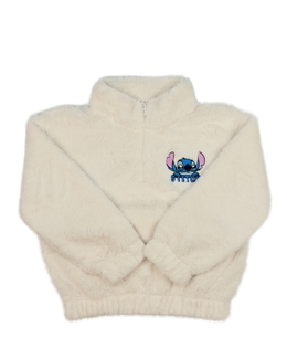 Krémová chlupatá mikina Stitch 