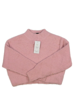 Nový růžový žinylkový crop svetr New Look