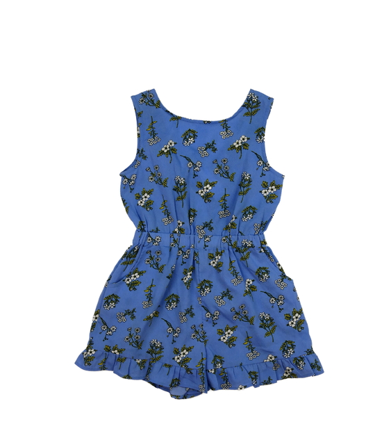 Modrý květinový letní kraťasový overal Next