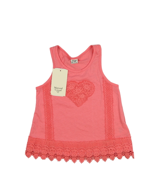 Nové růžové triko s krajkovým srdcem Mayoral 