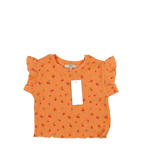 Nové oranžové triko s květinami 