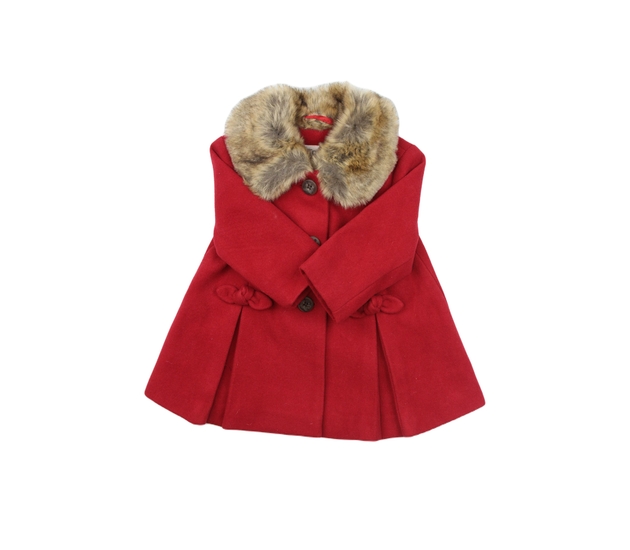Červený kabátek s kožíškem kolem krku F&F
