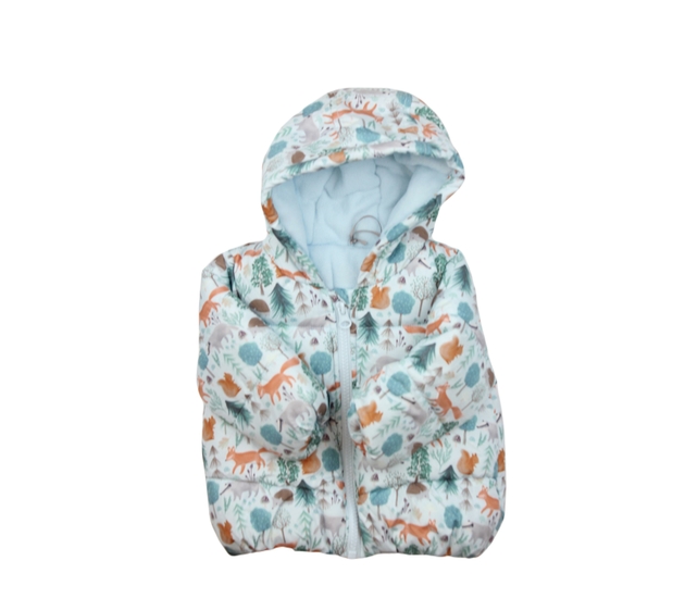 Světle modrá zimní bunda se zvířátky Tu
