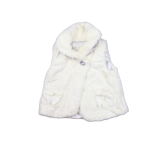 Krémová chlupatá vesta s mašličkou 