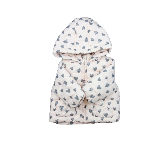 Světle růžová prošívaná zimní bunda se srdíčky 