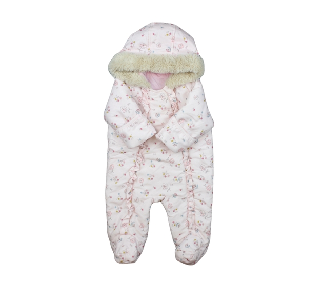 Světle růžový přechodový teplejší květinový overal