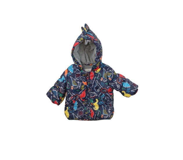 Modrá prošívaná zimní bunda s dinosaury George