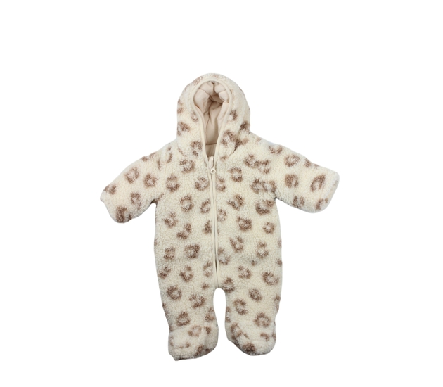 Krémový chlupatý zimní overal 