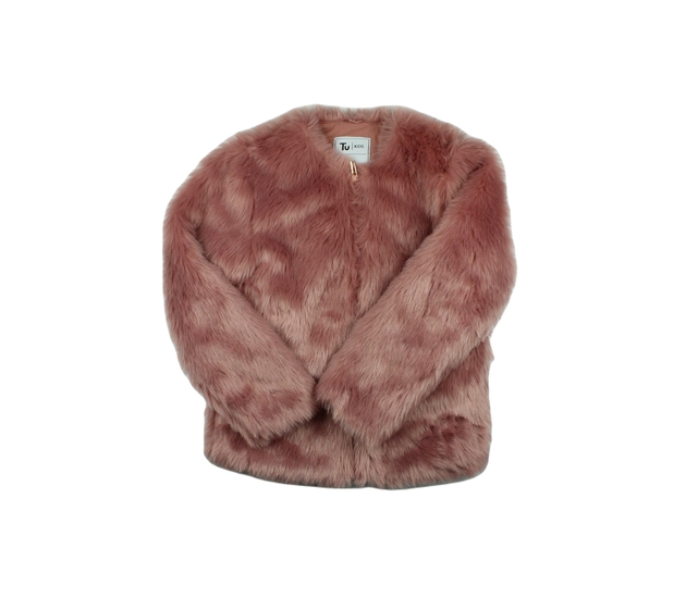 Starorůžová chlupatá bunda Tu