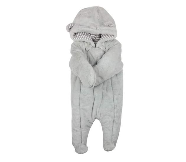 Šedomodrý chlupatý zimní overal