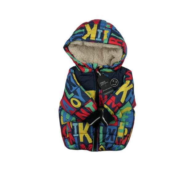 Tmavomodrá bunda s barevnými písmeny a vnitřním ch