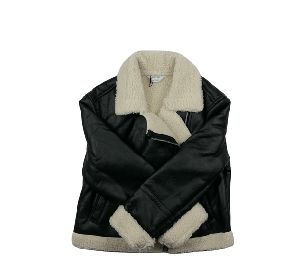 Černá koženková kratší bunda Primark