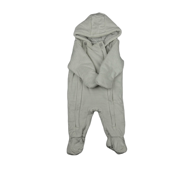 Bílý overal s šedými pruhy s bavlněnou podšívkou M