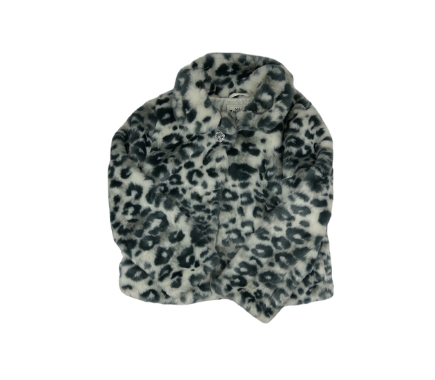 Chlupatý šedý kabátek se zvířecím vzorem M&S