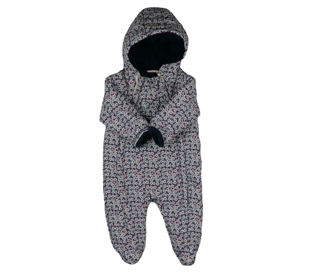 Červenomodrý květinový přechodový teplejší overal 