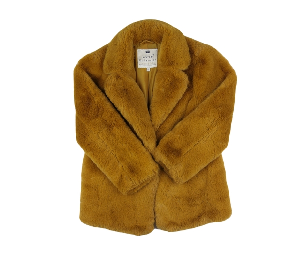 Hořčicový chlupatý kabát F&F
