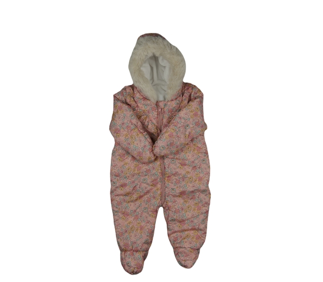 Růžový květinový zimní overal s volánky George