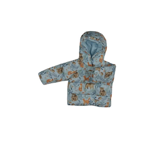 Modrá zimní bunda se zvířátky a podšívkou Tu