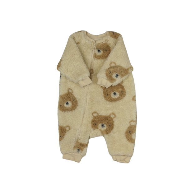 Hnědý chlupatý přechodový overal Next