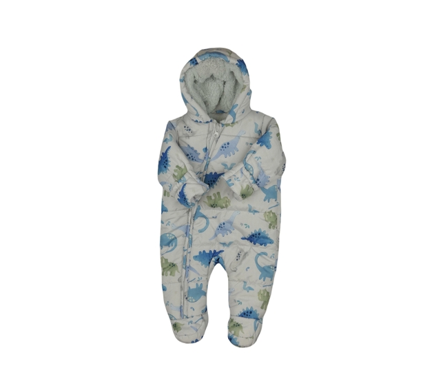 Modrý zimní overal s dinosaury 