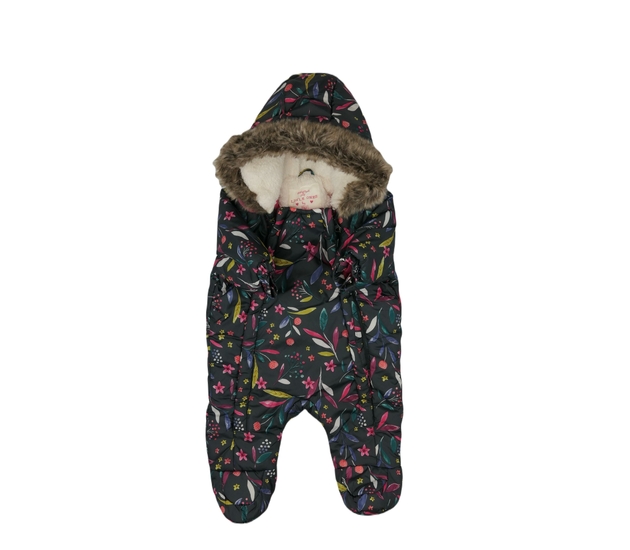 Tmavošedý květinový overal F&F