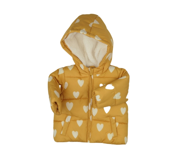 Žlutá zimní bunda se srdíčky F&F