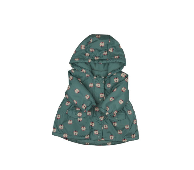 Zelená zimní bunda s jablíčky 